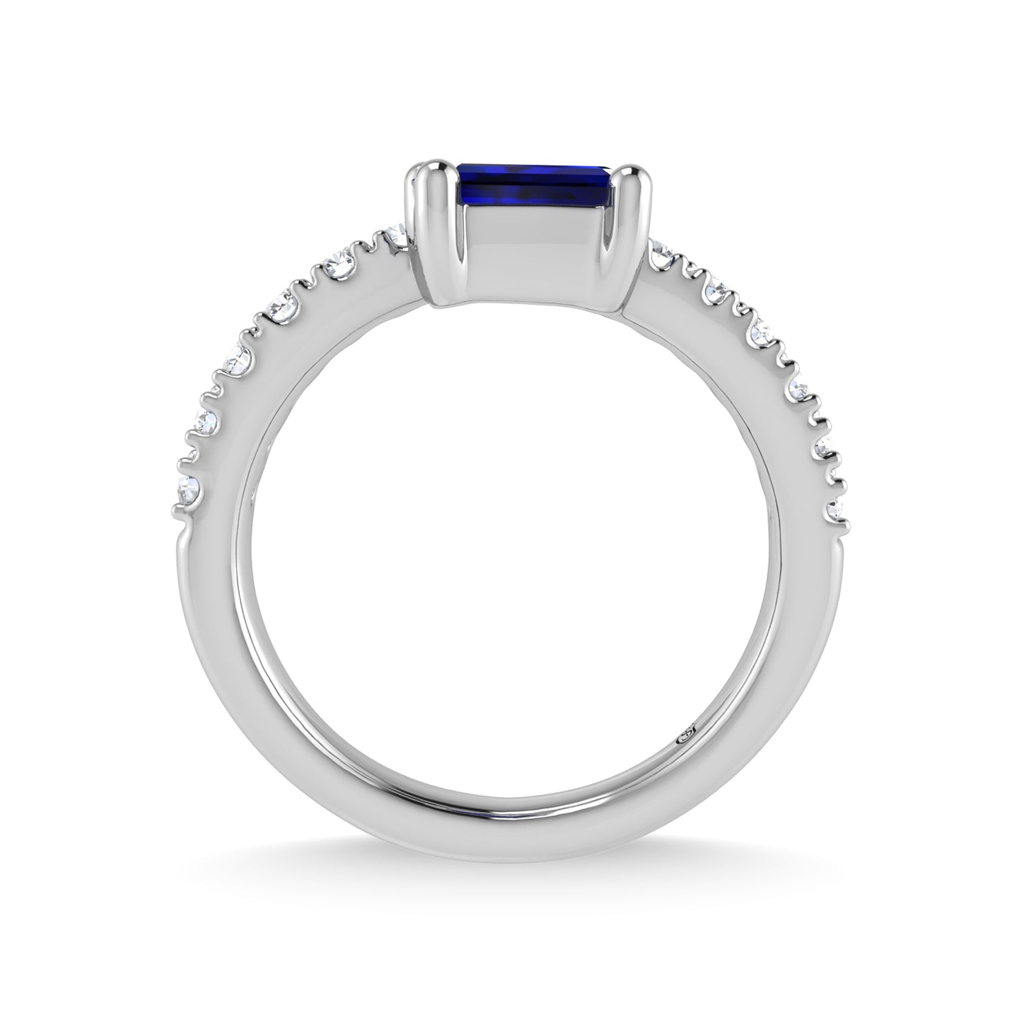 14K White Gold Diamond and Blue Sapphire 1 1/6 Ct.Tw. Stackable Band