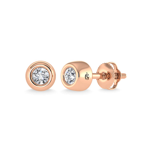 14K Rose Gold Diamond 1/10 Ct.Tw. Stud Earrings