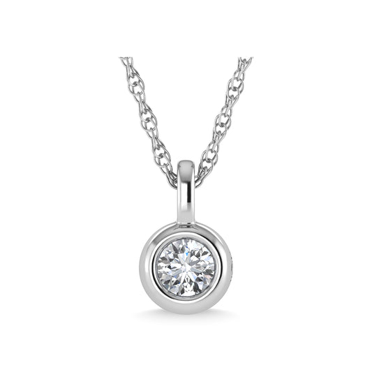 14K White Gold Diamond 1/6 Ct.Tw. Solitaire Pendant