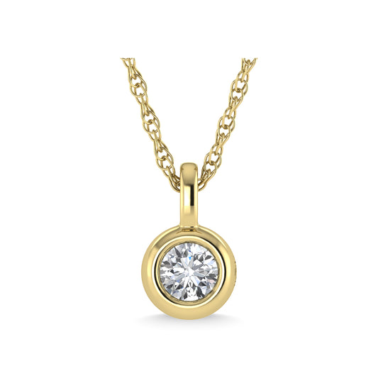 14K Yellow Gold Diamond 1/6 Ct.Tw. Solitaire Pendant