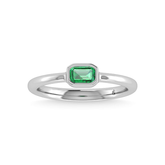 14K White Gold Emerald 1/3 Ct.Tw. Fashion Ring