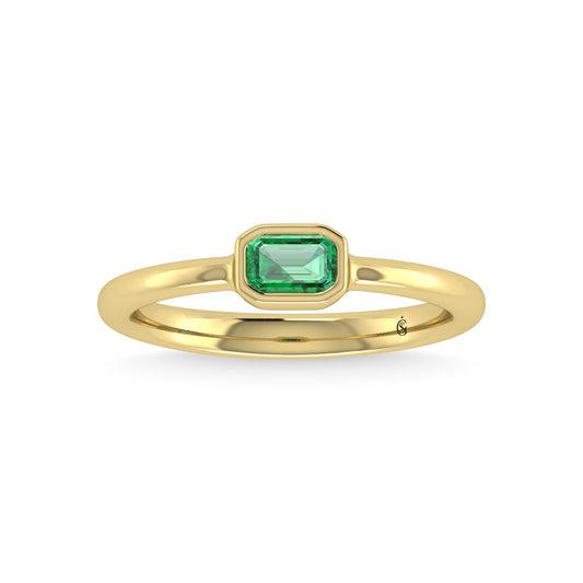 14K Yellow Gold Emerald 1/3 Ct.Tw. Fashion Ring