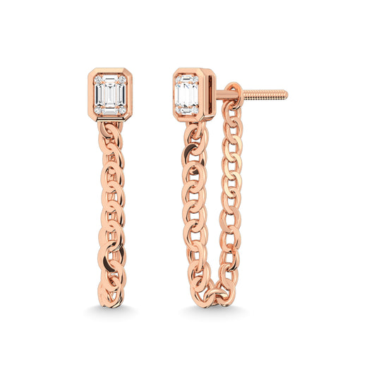 14K Rose Gold Diamond 1/3 Ct.Tw. Cuban Earrings