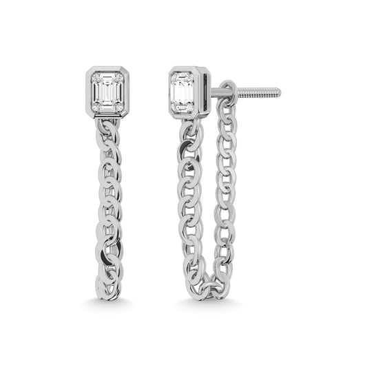 14K White Gold Diamond 1/3 Ct.Tw. Cuban Earrings