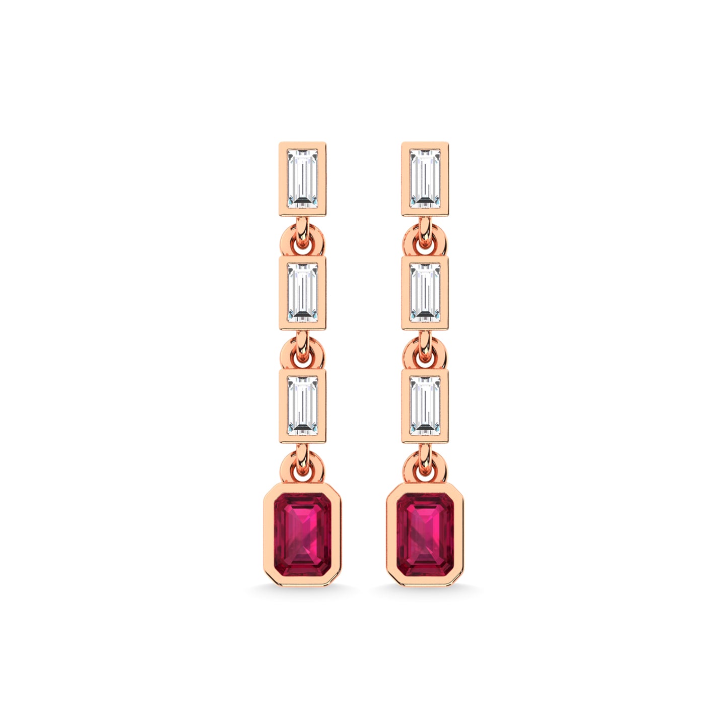 14K Rose Gold Ruby and Diamond 1 Ct.Tw. Fashion Earrings