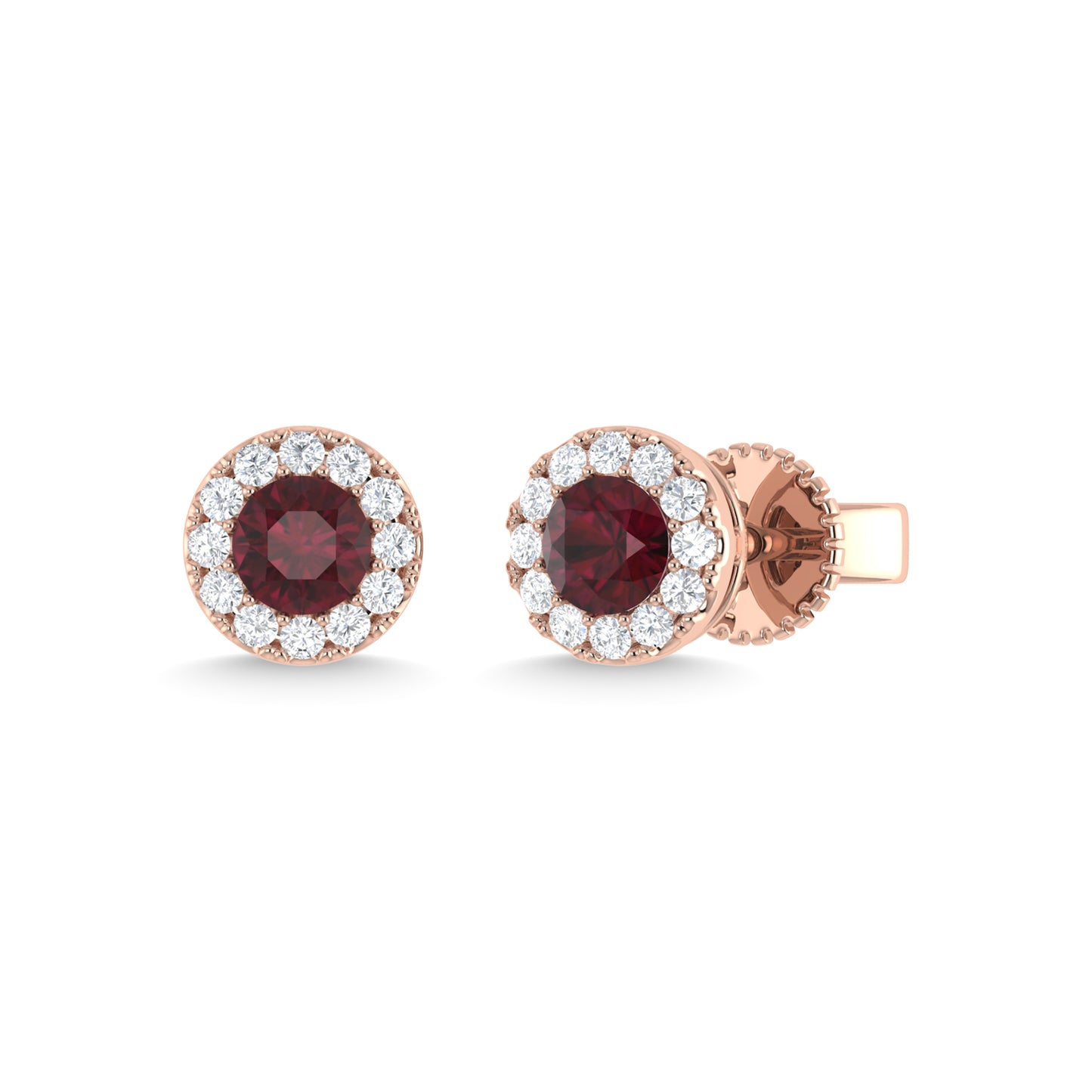 14K Rose Gold Ruby and Diamond 1/2 Ct.Tw. Fashion Earrings