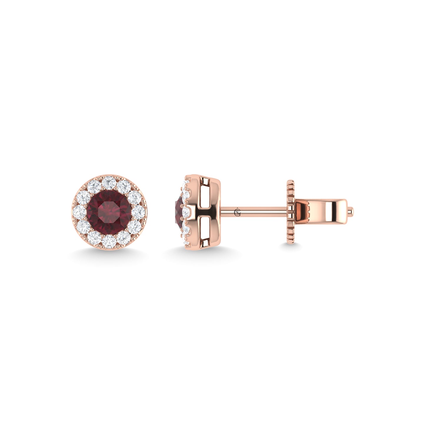 14K Rose Gold Ruby and Diamond 1/2 Ct.Tw. Fashion Earrings