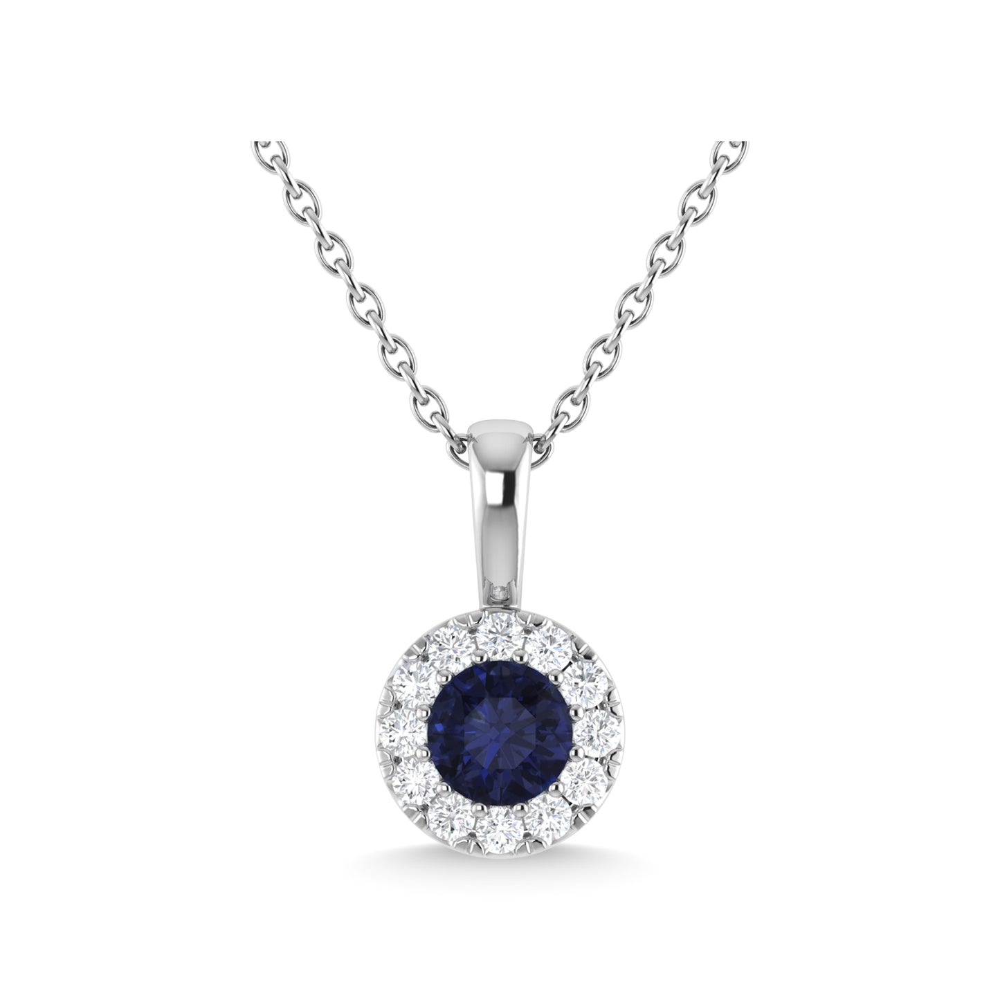 14K White Gold Blue Sapphire and Diamond 1/3 Ct.Tw. Fashion Pendant