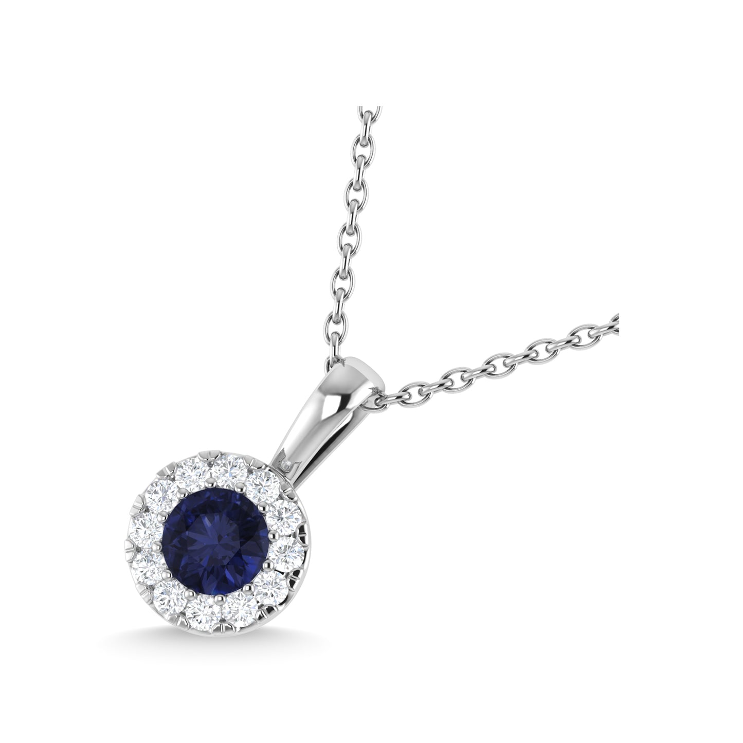 14K White Gold Blue Sapphire and Diamond 1/3 Ct.Tw. Fashion Pendant