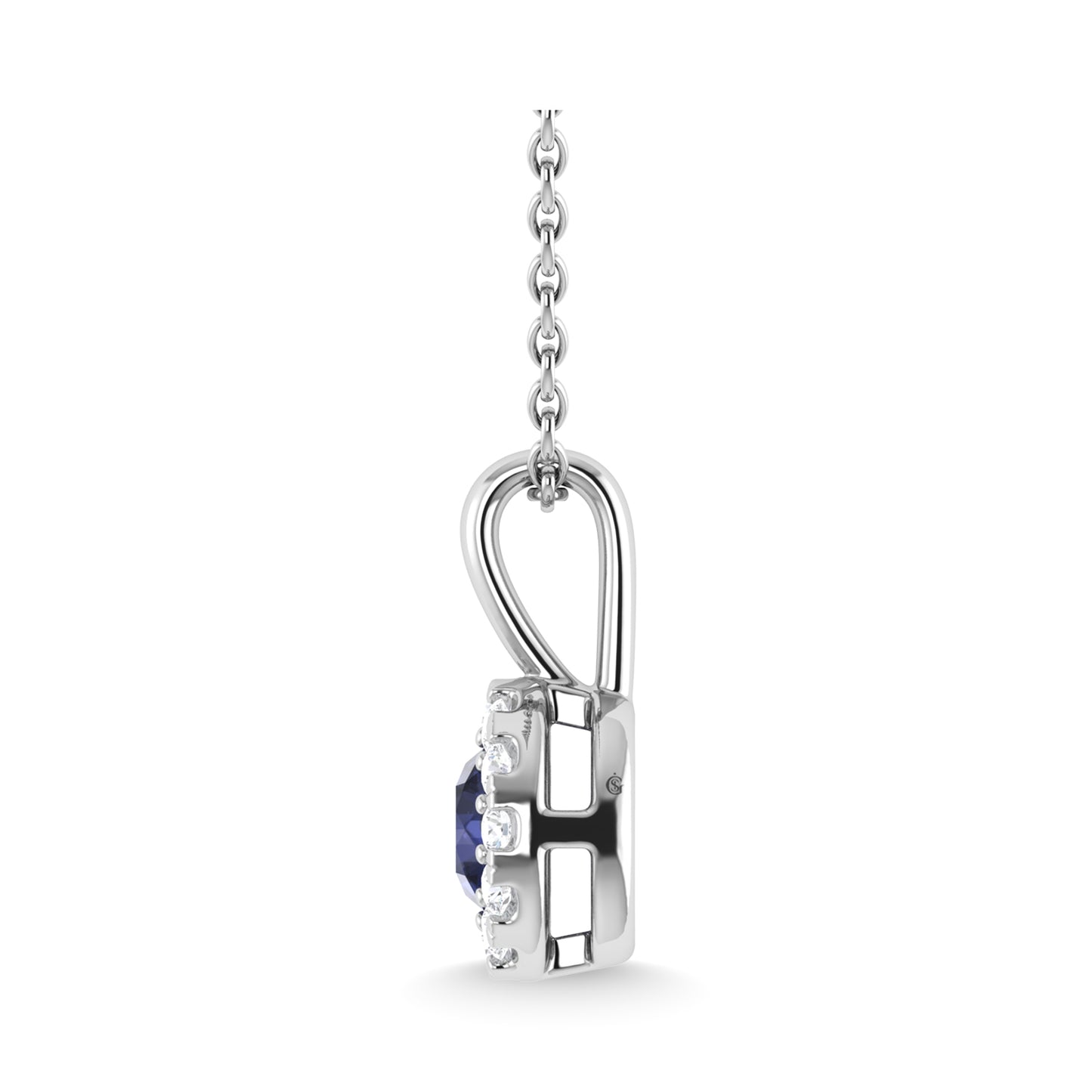 14K White Gold Blue Sapphire and Diamond 1/3 Ct.Tw. Fashion Pendant