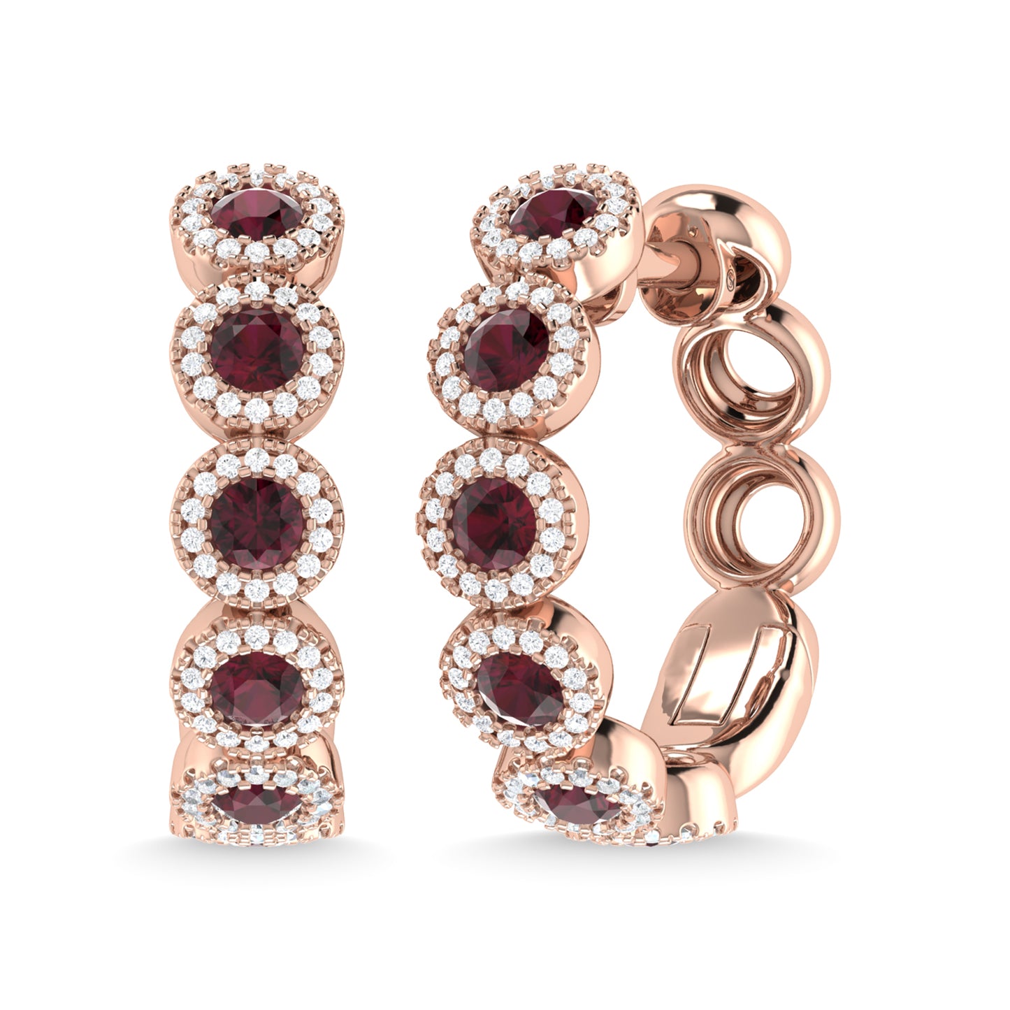 14K Rose Gold Ruby and Diamond 1 1/4 Ct.Tw. Fashion Earrings