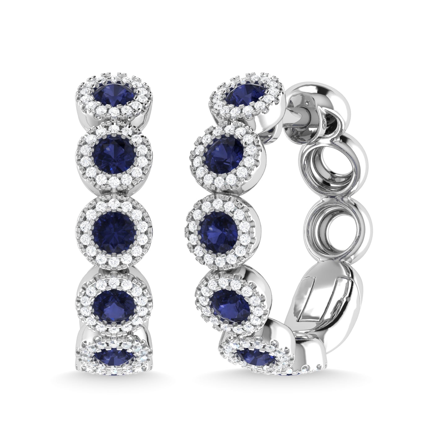 14K White Gold Blue Sapphire and Diamond 1 1/4 Ct.Tw. Fashion Earrings