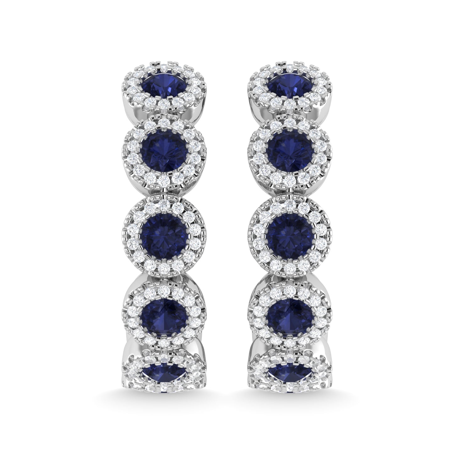 14K White Gold Blue Sapphire and Diamond 1 1/4 Ct.Tw. Fashion Earrings