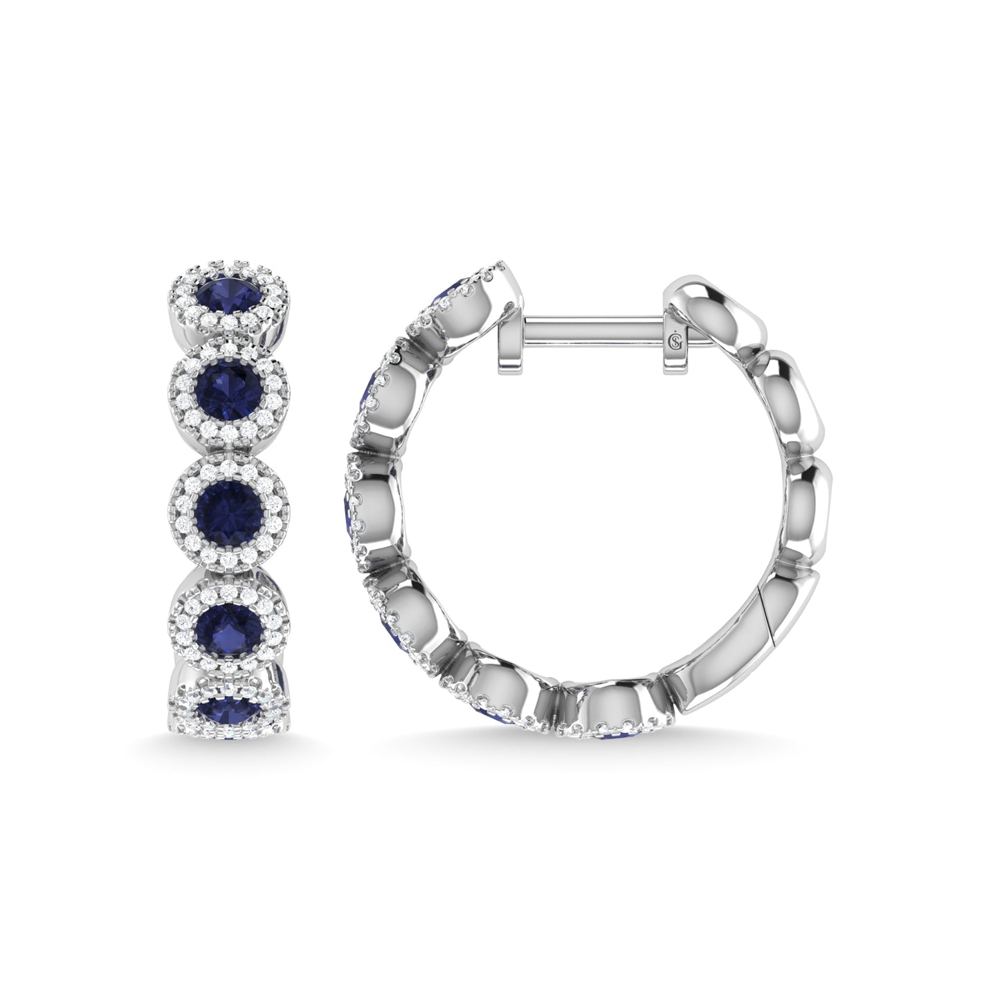 14K White Gold Blue Sapphire and Diamond 1 1/4 Ct.Tw. Fashion Earrings