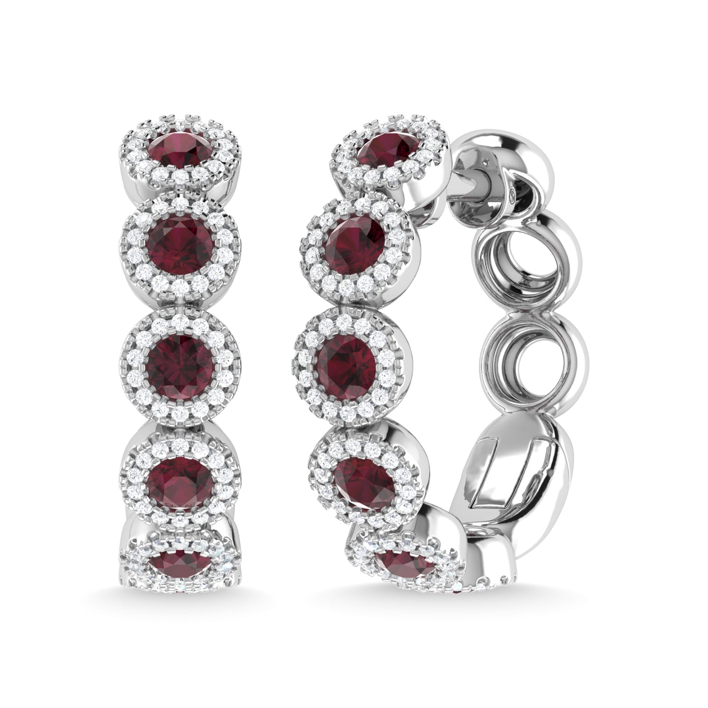 14K White Gold Ruby and Diamond 1 1/4 Ct.Tw. Fashion Earrings