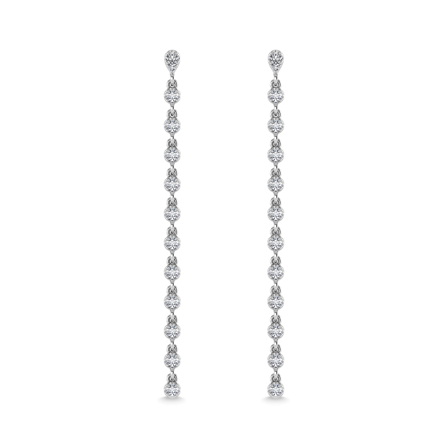 14K White Gold Diamond 3/4 Ct.Tw. Dangle Earrings