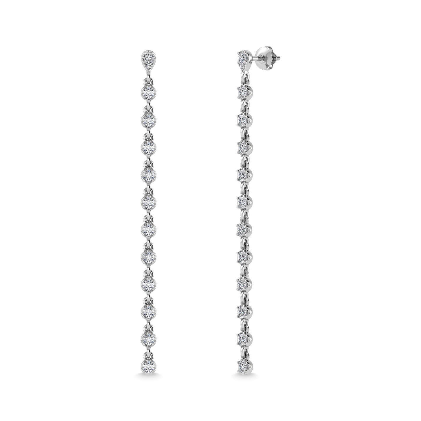 14K White Gold Diamond 3/4 Ct.Tw. Dangle Earrings