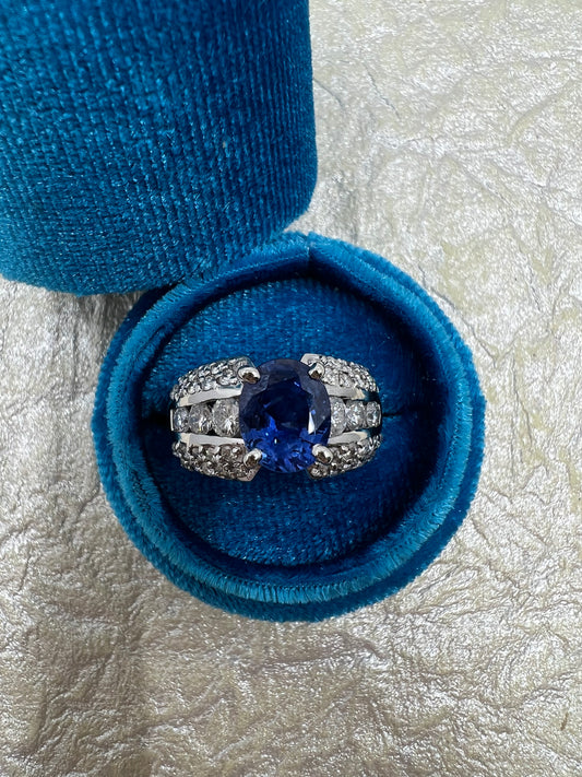 Estate Blue Sapphire Diamond Ring