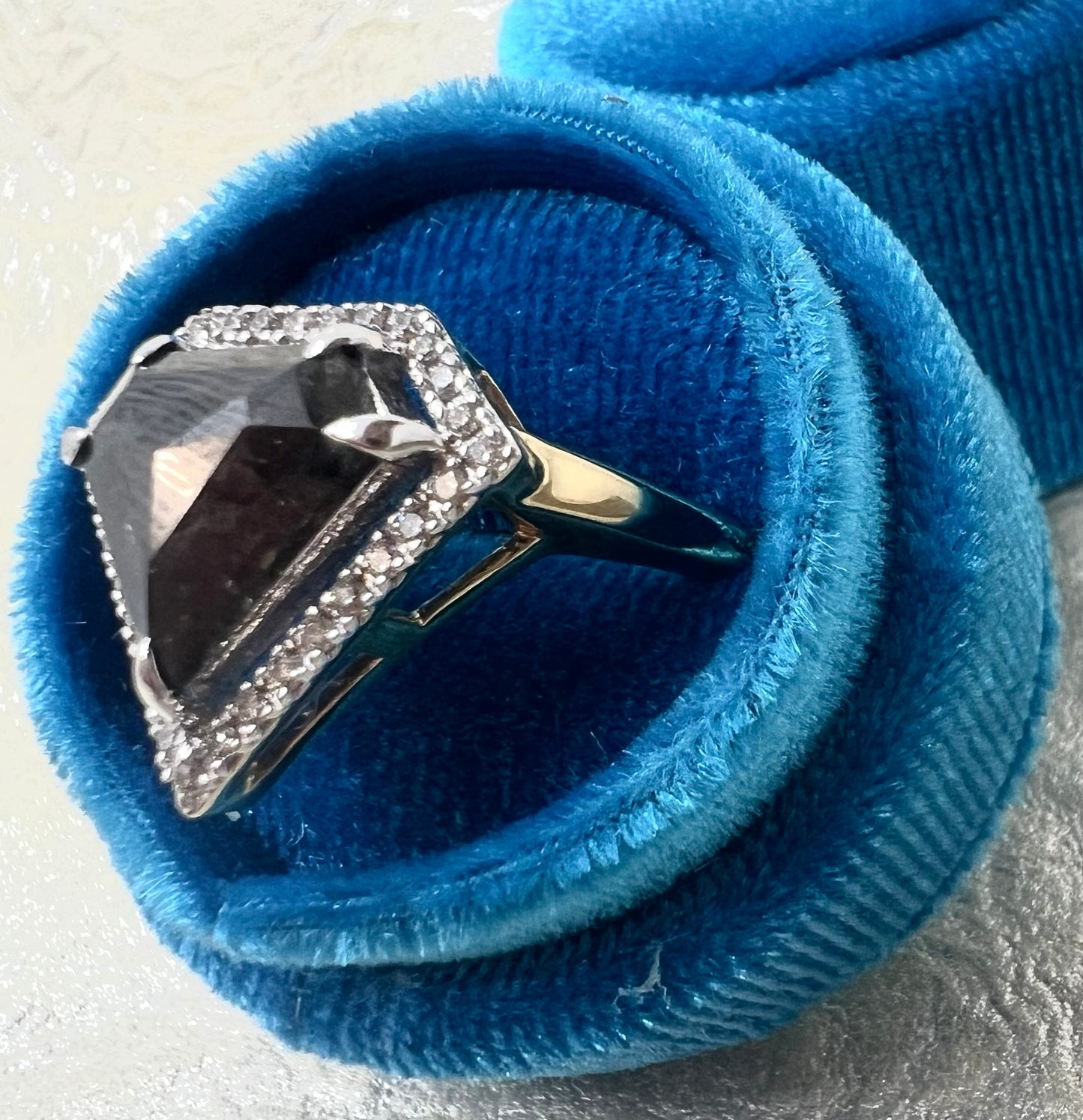 Shield Salt and Pepper Diamond Ring