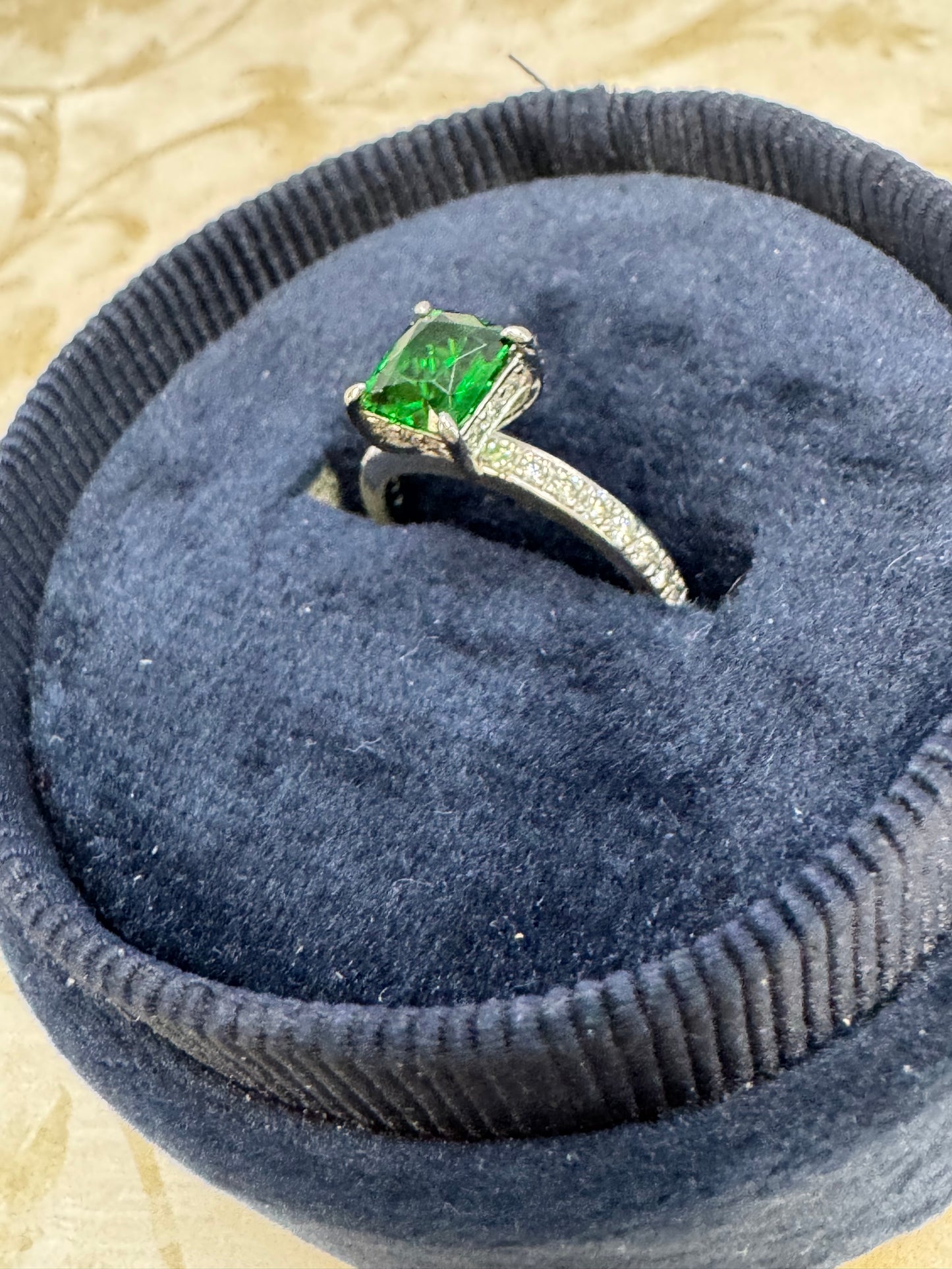 Tsavorite Garnet Solitaire Ring