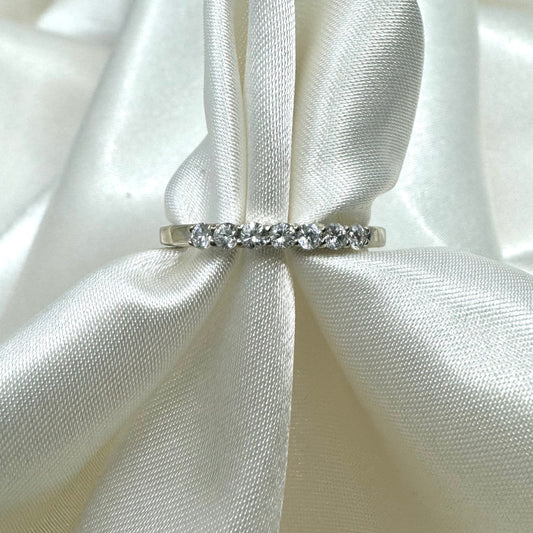 Round Diamond Double Shared Prong White Gold Anniversary Band