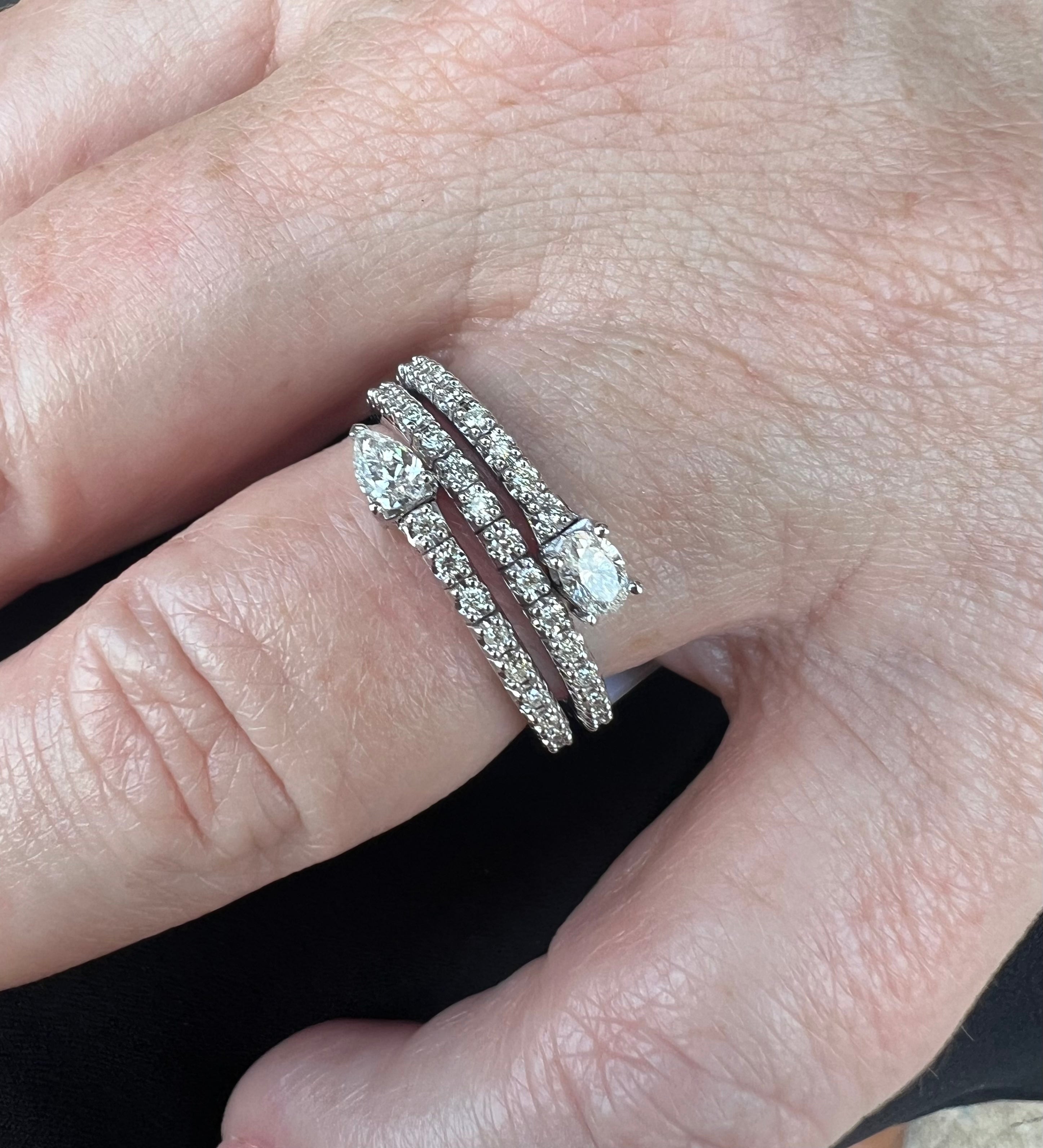 Pear Shape with Three-Sided Pave Band and Hidden Pave Halo Engagement