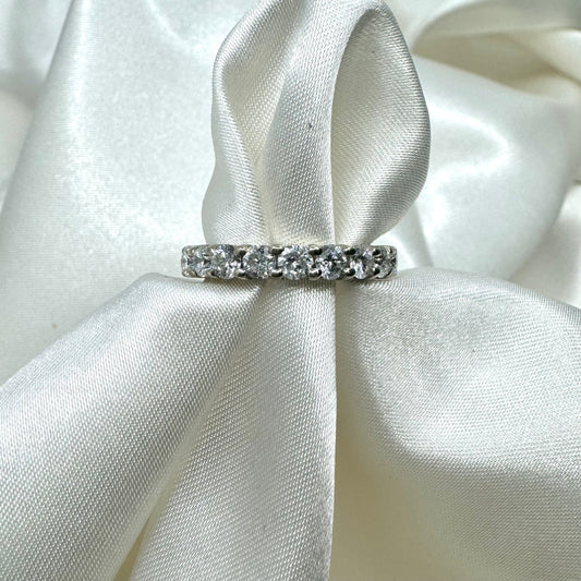 Round Diamond Double Shared Prong White Gold Anniversary Band