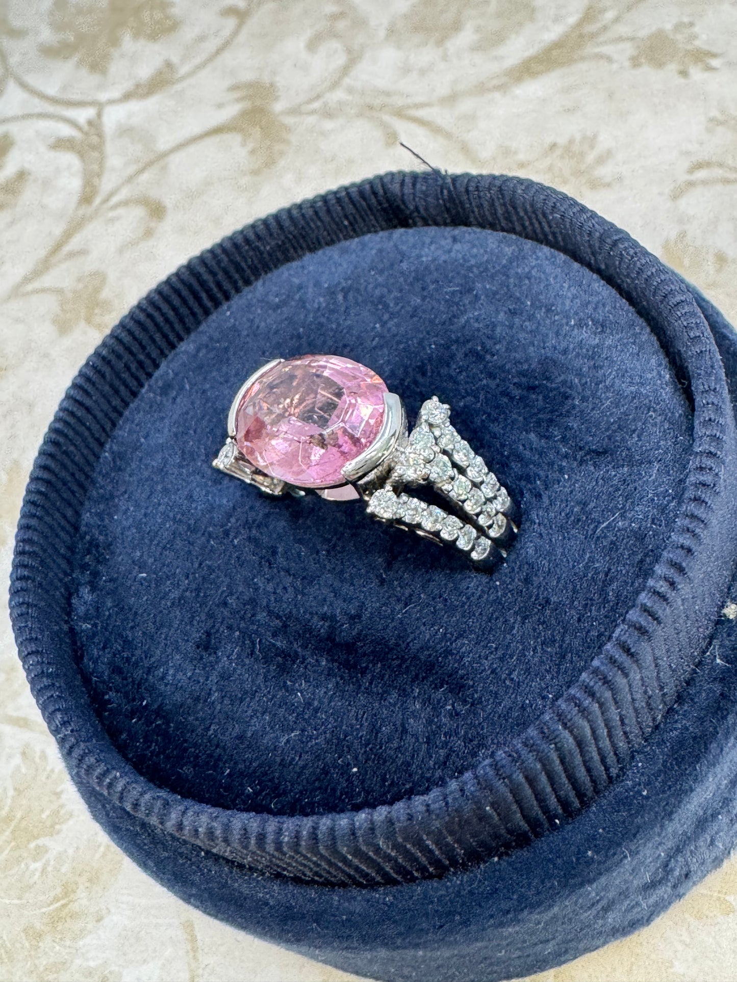 Pink Tourmaline Diamond Ring