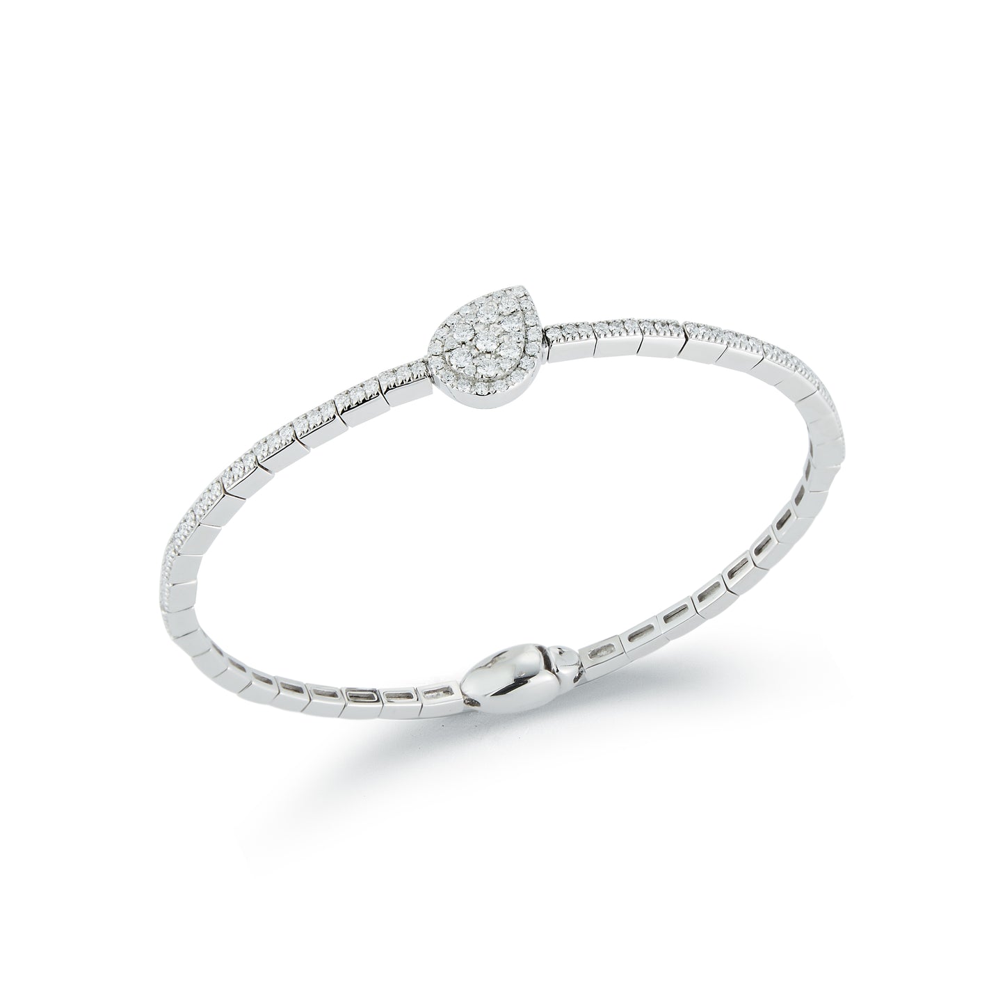 Pear-shaped Halo Pave Diamond Bangle