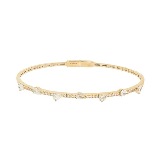 Alternating Diamond Pear Bangle