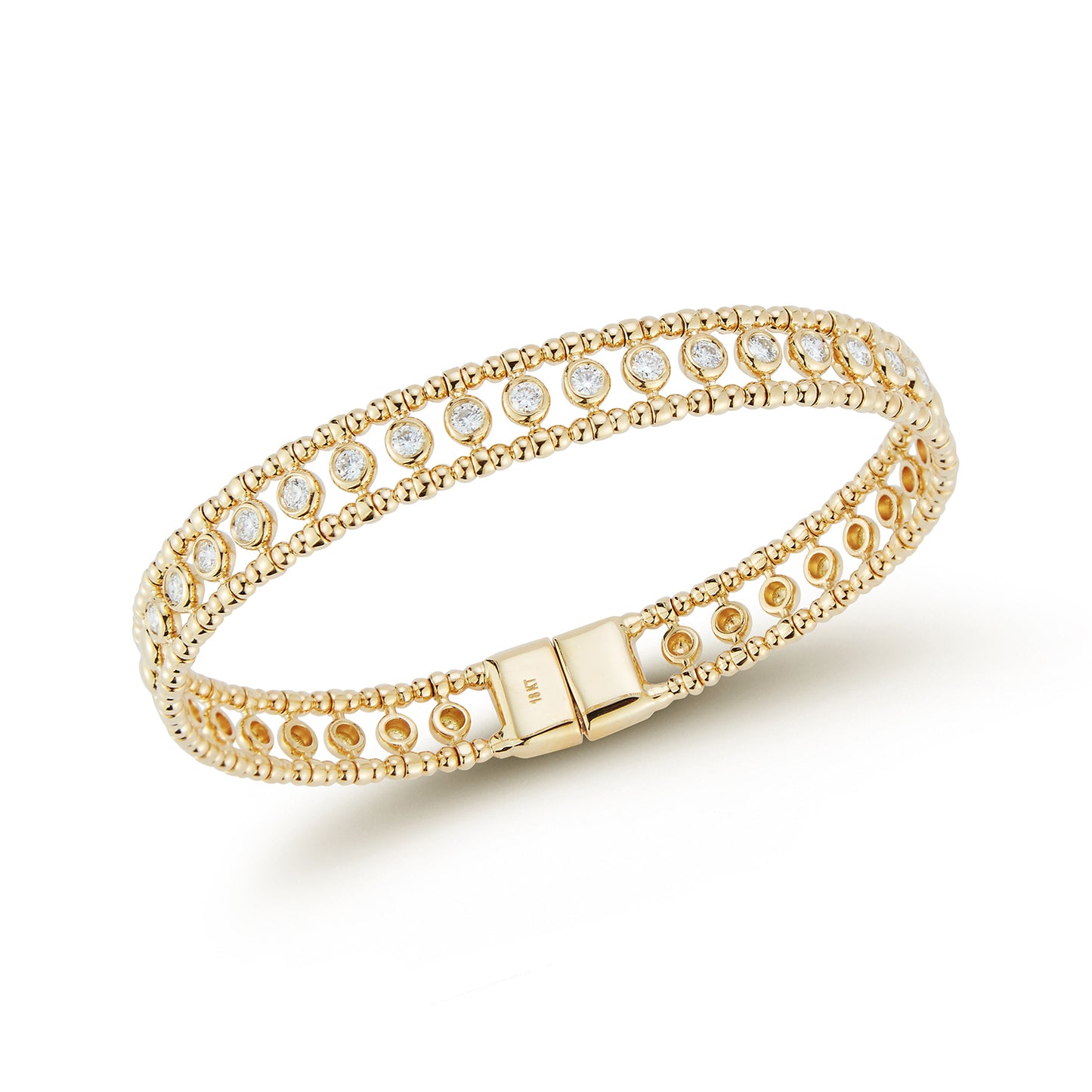 Diamond Bezel with Beaded Border Bangle