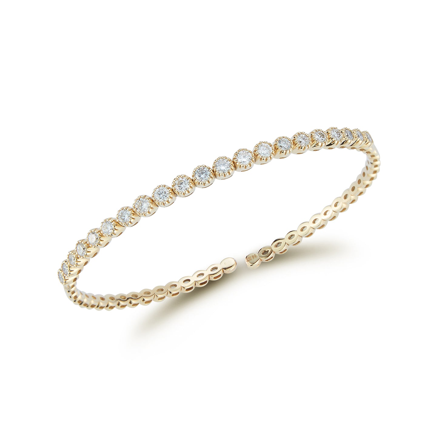 Half Way Around Diamond Beaded Bangle