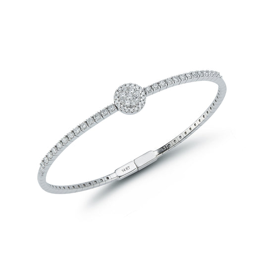 Round Pave Center with Half Way Around Diamond Bangle