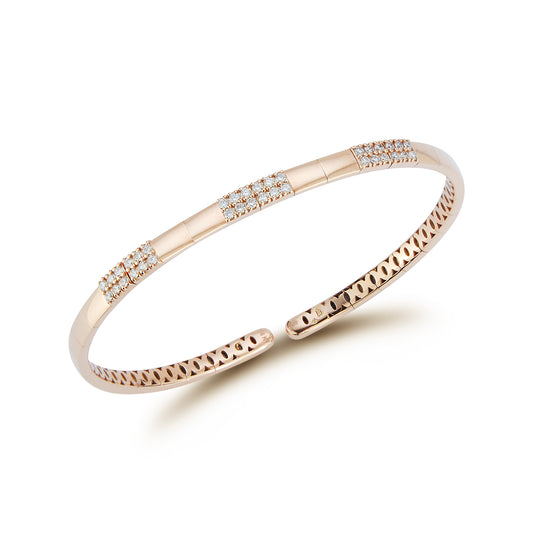 Bangle with Three Diamond Bar Sections