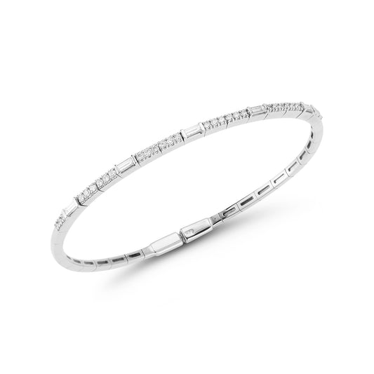 Baguettes and Round Diamond Bangle