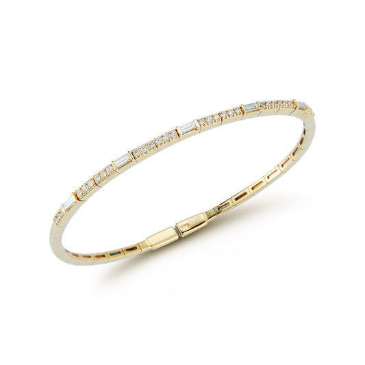 Baguettes and Round Diamond Bangle