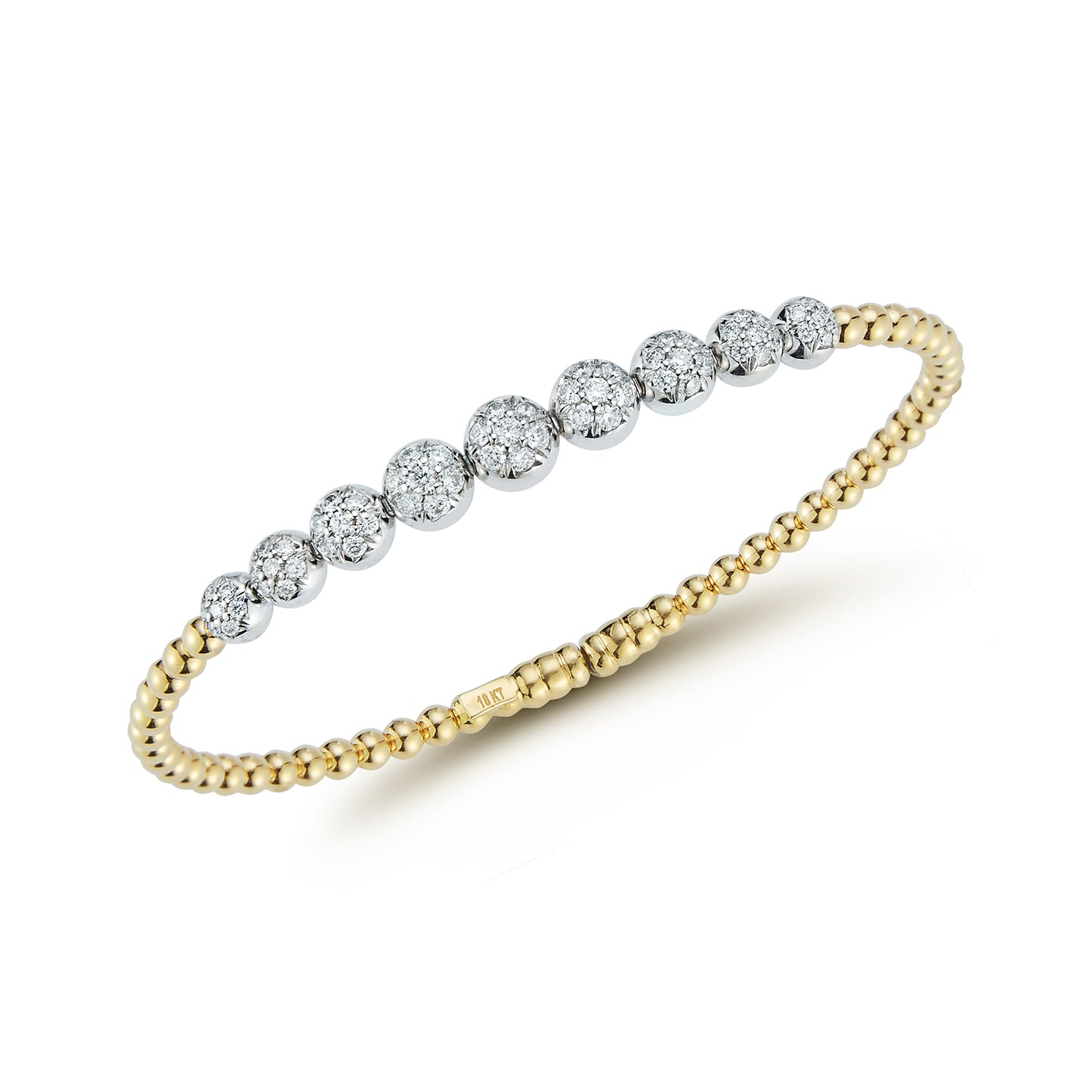 Graduating Round Diamond Pave Beaded Bangle