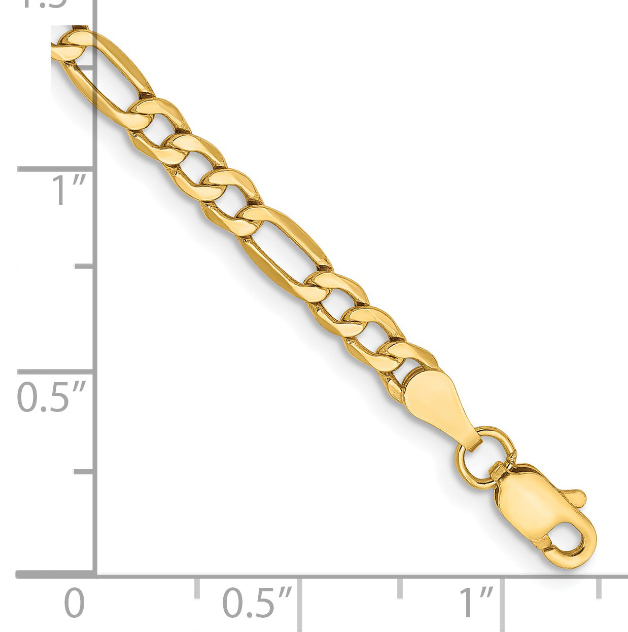 14k 3.5mm Semi-Solid Figaro Chain