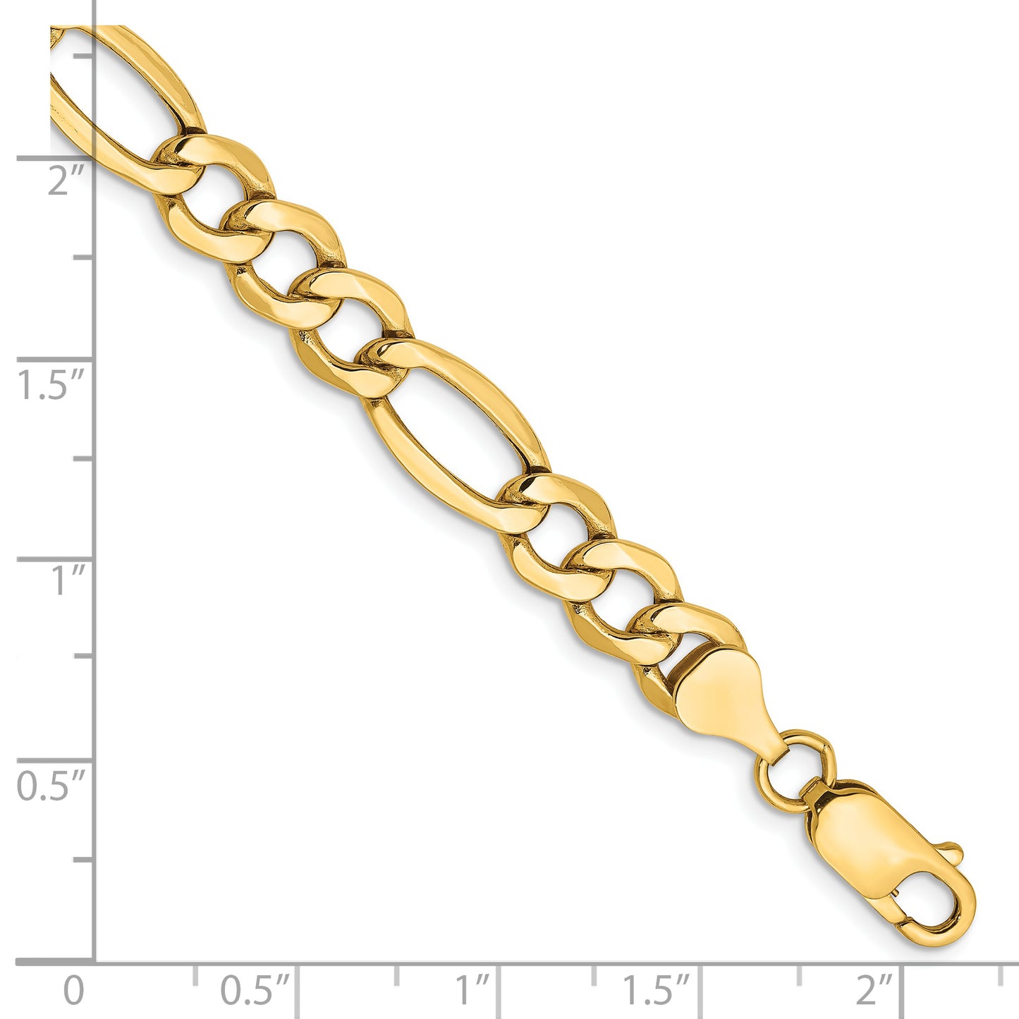 14k 7.3mm Semi-Solid Figaro Chain