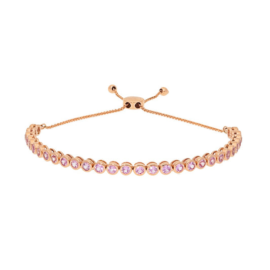 Bezel Set Pink Sapphire Bolo Bracelet