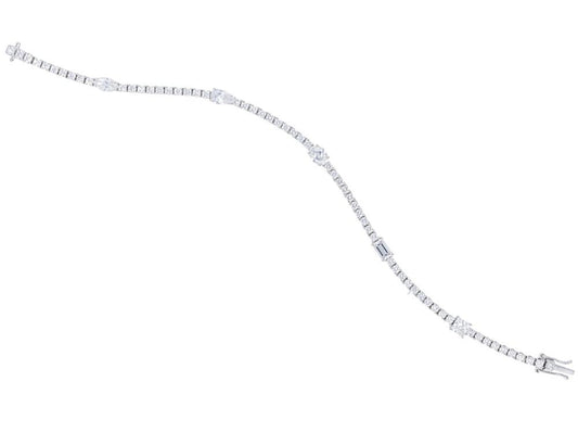 Alternating Multi Shape Diamond Tennis Bracelet