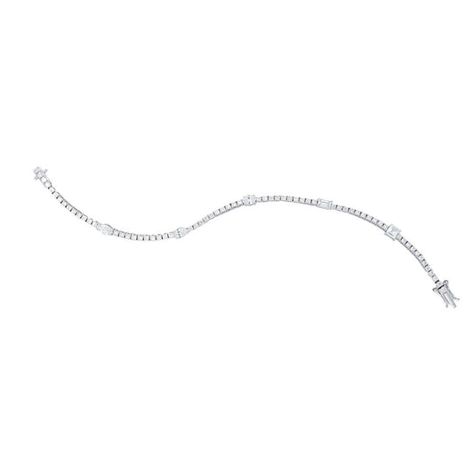 Alternating Multi Shape Diamond Tennis Bracelet