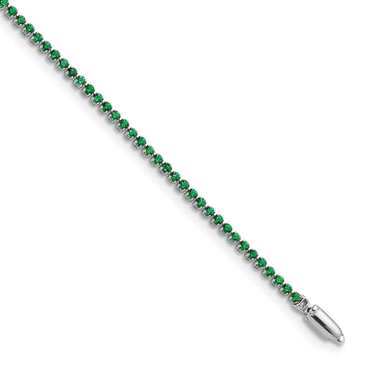 14kw 1.5mm Created Emerald Tennis Bracelet