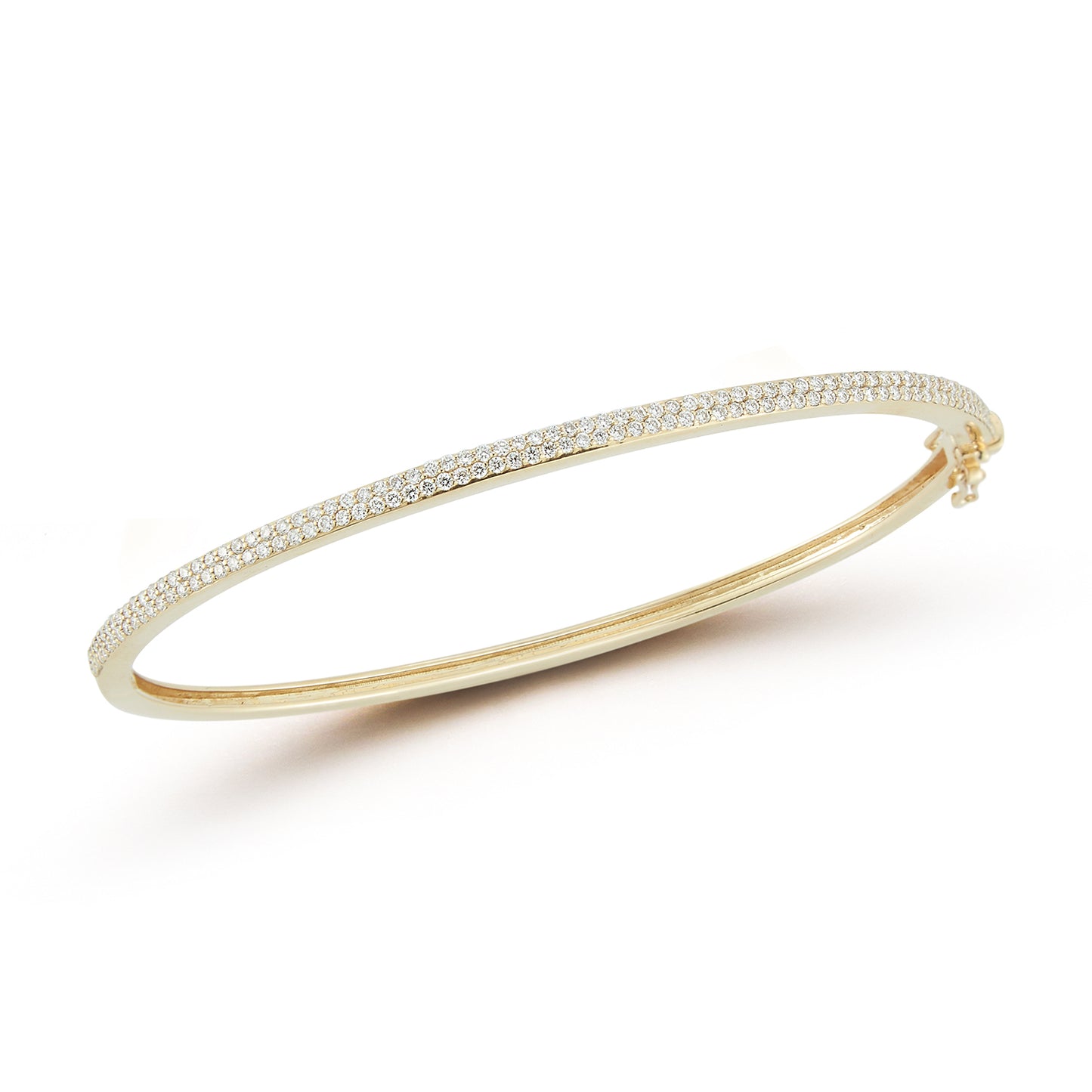 Two Row Thin Line Pave Diamond Bangle