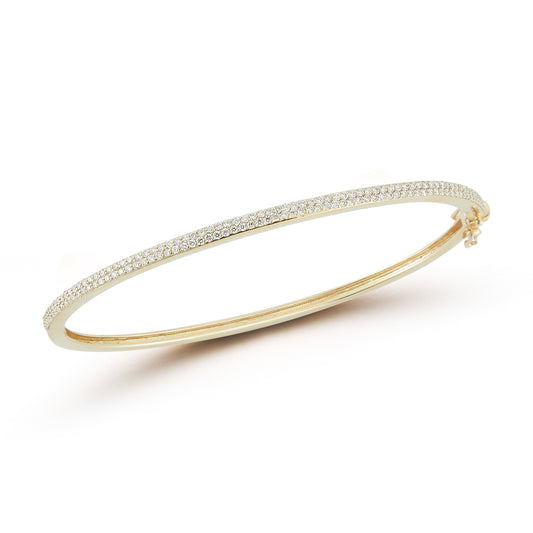 Two Row Thin Line Pave Diamond Bangle