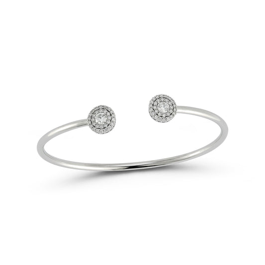 Flexible Open Bangle 2 Row Diamond Halos