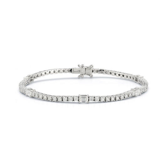 Diamond Tennis Bracelet with Emerald Diamonds