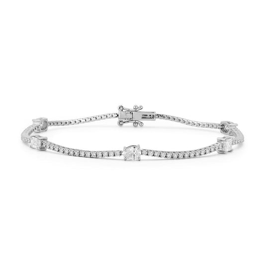 Alternating Multi Shape Diamond Tennis Bracelet