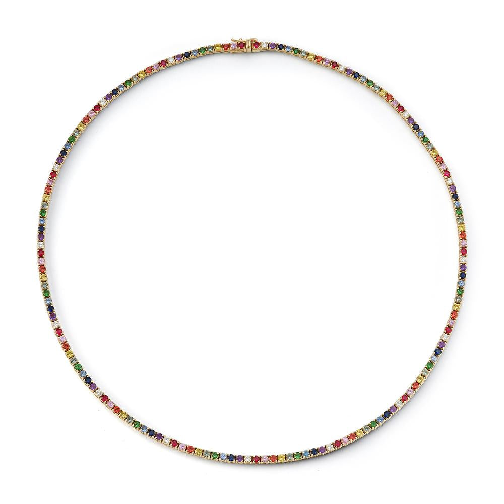 6.80 TCW Same Size Rainbow Tennis Necklace