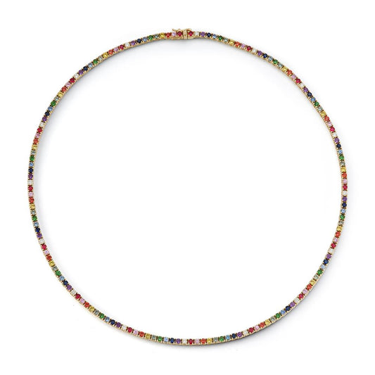 6.80 TCW Same Size Rainbow Tennis Necklace